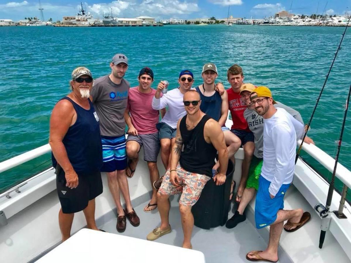 a group of people on a boat in the water